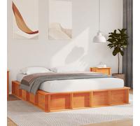 Vidaxl Cadre De Lit Avec Rangement Élévateur Marron Ciré 160x200 Cm Bois Massif Pin