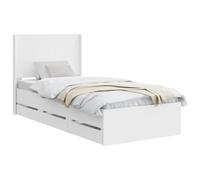 vidaXL Cadre de lit avec Rangement et tête de lit Blanc 100 x 200 cm, Lit rectangulaire Chic, Cadre Moderne, Rangement Pratique, Bois ingénieur, Meubles pour Chambre organisée
