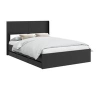 vidaXL Cadre de lit avec Rangement et tête de lit Noir 120 x 190 cm, Essentiels pour la Chambre, Cadre de lit Moderne, Design rectangulaire, Rangement Pratique pour Le mobilier Contemporain