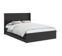 vidaXL Cadre de lit avec Rangement et tête de lit Noir 160 x 200 cm, Lit rectangulaire Chic, Cadre Moderne, Rangement Pratique, Bois ingénieur, Meubles pour Chambre organisée