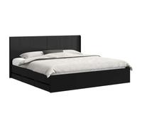 vidaXL Cadre de lit avec Rangement et tête de lit Noir 180 x 200 cm, Lit rectangulaire Chic, Cadre Moderne, Rangement Pratique, Bois ingénieur, Meubles pour Chambre organisée