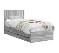 vidaXL Cadre de lit avec Rangement et tête de lit Sonoma Gris, Essentiels pour la Chambre, Cadre de lit Moderne, Design rectangulaire, Rangement Pratique pour Le mobilier Contemporain