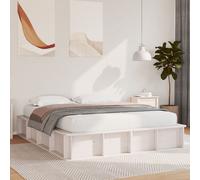 Vidaxl Cadre De Lit Avec Rangement Relevable Blanc 160x200 Cm En Bois Massif De Pin