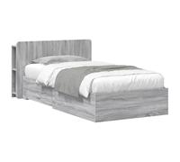 vidaXL Cadre de lit avec Rangement Sonoma Gris 75 x 190 cm, Cadre de lit Moderne, Rangement Pratique, ajout élégant, Bois ingénieur, Solution Gain de Place