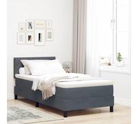 vidaXL Cadre de lit avec sommier à Ressorts, Base à Lattes, Velours Gris foncé 92X187 cm, Meuble de Chambre Simple Solide et stylé, Matelas rembourré Moderne et Doux