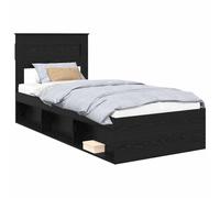 vidaXL Cadre de lit avec Stockage Noir 90 x 200 cm Bois de pin Massif, Chambre, Design Rectangulaire, Mobilier de Style Moderne, Matériaux Durables pour Un Confort Durable et Un Attrait Esthétique