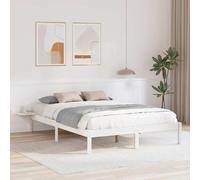 vidaXL Cadre de lit avec Tables de Chevet Blanc 140 x 200 cm Blanc, Cadre de lit en pin Moderne, Design rectangulaire, Style Minimaliste, Tables intégrées, Structure Durable et Fonctionnelle.