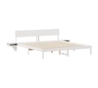 vidaXL Cadre de lit avec Tables de Chevet Blanc Bois Massif en pin, Cadre de lit en pin Moderne, Plateforme pour Dormir confortablement, Support Matelas stylé, Meuble Pratique pour la Chambre.