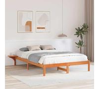 vidaXL Cadre de lit avec Tables de Chevet Marron 150 x 200 cm, Cadre de lit en pin Moderne, Design rectangulaire, Style Minimaliste, Tables intégrées, Structure Durable et Fonctionnelle.