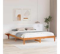 vidaXL Cadre de lit avec Tables de Chevet Marron 200 x 200 cm, Cadre de lit en pin Moderne, Design rectangulaire, Style Minimaliste, Tables intégrées, Structure Durable et Fonctionnelle.