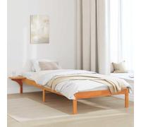 vidaXL Cadre de lit avec Tables de Chevet Marron 90 x 190 cm, Cadre de lit en pin Moderne, Design rectangulaire, Style Minimaliste, Tables intégrées, Structure Durable et Fonctionnelle.