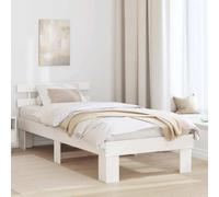 vidaXL Cadre de lit avec Tête de lit 100X200 cm Bois Massif Pin Blanc Lit Plateforme Pas de boxspring nécessaires pour Adultes Base de lit Simple Mobilier pour Petite Chambre Minimaliste