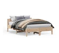 vidaXL Cadre de lit avec tête de lit – Lit double 120x200 cm, pin massif, sommier à lattes, moderne