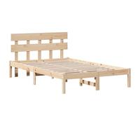vidaXL Cadre de lit en pin Naturel avec tête de lit 120X200 cm en Bois Massif pour Chambre Moderne Montage Facile sans sommier nécessaire Plateforme Simple Minimaliste en Bois