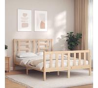 Cadre de Lit avec Tête de Lit Meuble Sommier à Lattes Chambre Bois Massif vidaXL