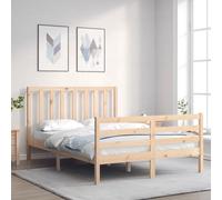 Vidaxl Cadre De Lit Avec Tête De Lit 140x190 Cm Bois Massif Marron