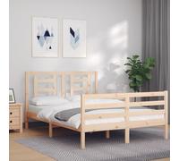 Vidaxl Cadre De Lit Avec Tête De Lit 140x190 Cm Bois Massif Marron