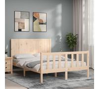 Vidaxl Cadre De Lit Avec Tête De Lit 140x190 Cm Bois Massif Marron