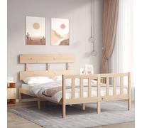 Vidaxl Cadre De Lit Avec Tête De Lit 140x190 Cm Bois Massif Marron