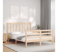 Vidaxl Cadre De Lit Avec Tête De Lit 140x190 Cm Bois Massif Marron