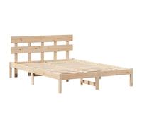 vidaXL Cadre de lit avec tête de lit 140X200 cm Bois de pin Marron Design Minimaliste Durable Assemblage Facile Pas Besoin de Sommier Lit en Bois 140 X 200 Intérieur