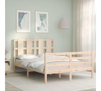 Vidaxl Cadre De Lit Avec Tête De Lit 140x200 Cm Bois Massif Marron