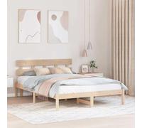 vidaXL Cadre de lit avec tête de lit 150X200 cm Bois de pin Massif pour Chambre Minimaliste Design Durable Montage Facile Pas Besoin de sommier Marron Cadre de lit Plateforme Queen Adulte Moderne