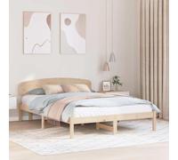 vidaXL Cadre de Lit avec Tête de Lit 150X200 cm Bois Massif de Pin Contemporain Plateforme Aucun Sommier Nécessaire Durable Ample Rangement sous Le Lit pour Chambre Mobilier Intérieur