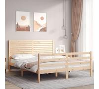 Vidaxl Cadre De Lit Avec Tête De Lit 160x200 Cm Bois Massif Marron