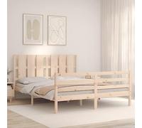 Vidaxl Cadre De Lit Avec Tête De Lit 160x200 Cm Bois Massif Marron