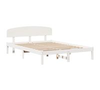 Vidaxl Cadre De Lit Avec Tête De Lit Blanc 160x200 Cm Bois Massif Pin