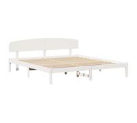 Vidaxl Cadre De Lit Avec Tête De Lit Blanc 180x200 Cm Bois Massif Pin