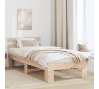 vidaXL Cadre de lit avec Tête de Lit 90X190 cm Bois Massif Pin Finition Naturelle Design Minimaliste Pas de Sommier Nécessaire Robuste Durable Plateforme pour Adultes Mobilier de Chambre Simple
