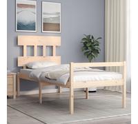 Vidaxl Cadre De Lit Avec Tête De Lit 90x200 Cm Bois Massif Marron