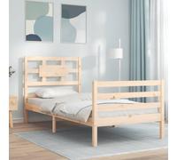Bedframe met hoofdbord massief hout 90x200 cm3194426