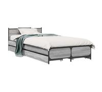 vidaXL Cadre de lit avec tête de lit avec Roue Sonoma Gris 80 x 200 cm,