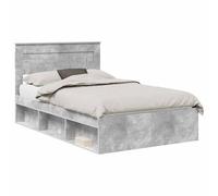 vidaXL Cadre de lit avec tête de lit Béton 120 x 200 cm Pin Massif, Chambre à Coucher, Design rectangulaire, mobilier Moderne, matériaux durables pour Un Look et Un Confort au Top