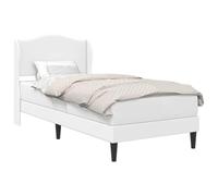 vidaXL Cadre de lit avec tête de lit Blanc 100 x 200 cm Simili Cuir, Cadre de lit Moderne rectangulaire, mobilier d'intérieur Robuste, Base à Lattes, Assemblage nécessaire
