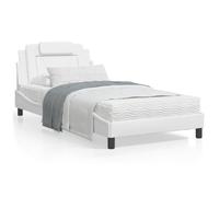 Vidaxl Cadre De Lit Avec Tête De Lit Blanc 100x200 Cm Similicuir Blanc