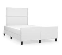 Vidaxl Cadre De Lit Avec Tête De Lit Blanc 120x190 Cm Similicuir Blanc
