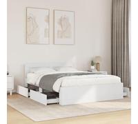 vidaXL Cadre de lit avec tête de lit Blanc 120x190cm Bois d'ingénierie, Meubles de Chambre à Coucher, lit Double, sommier, lit, Cadre de lit Double