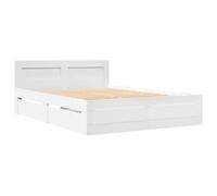 vidaXL Cadre de lit avec tête de lit Blanc 120x190cm Bois d'ingénierie, Meubles de Chambre à Coucher, lit Double, sommier, lit, Cadre de lit Double