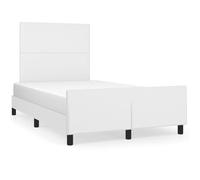 Vidaxl Cadre De Lit Avec Tête De Lit Blanc 120x200 Cm Similicuir Blanc