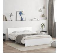 Vidaxl Cadre De Lit Avec Tête De Lit Blanc 140x190 Cm Blanc