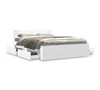 vidaXL Cadre de lit avec tête de lit blanc 140x190cm bois d'ingénierie, meubles de chambre à coucher, lit double, sommier, 3295590