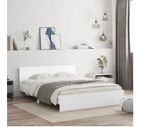 vidaXL Cadre de lit 3207483 avec tête de lit, sommier à lattes Blanc 140x200 cm