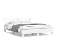 Vidaxl Cadre De Lit Avec Tête De Lit Blanc 150x200cm Bois D'ingénierie Blanc
