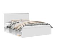 vidaXL Cadre de lit avec tête de lit Blanc 160 x 200 cm Pin Massif, Chambre, Rectangulaire, Moderne, Durable, Éclairages stylés, Décor élégant, Mobilier Contemporain, Literie Confortable