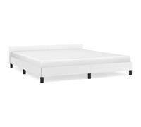 Vidaxl Cadre De Lit Avec Tête De Lit Blanc 160x200 Cm Similicuir Blanc