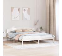 Cadre de lit avec tête de lit Blanc 180x200 cm Bois massif Pin 872054